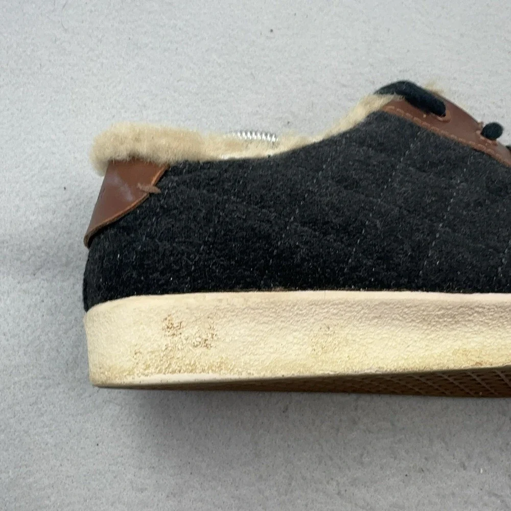 Tory Burch Shearling Wool Felt Shoes Womens Size 9 Brown Low Top Casual Sneakers